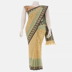 Brown Printed Cotton Saree